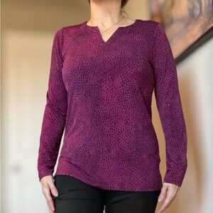 Susan Graver Textured Purple Long Sleeve Blouse